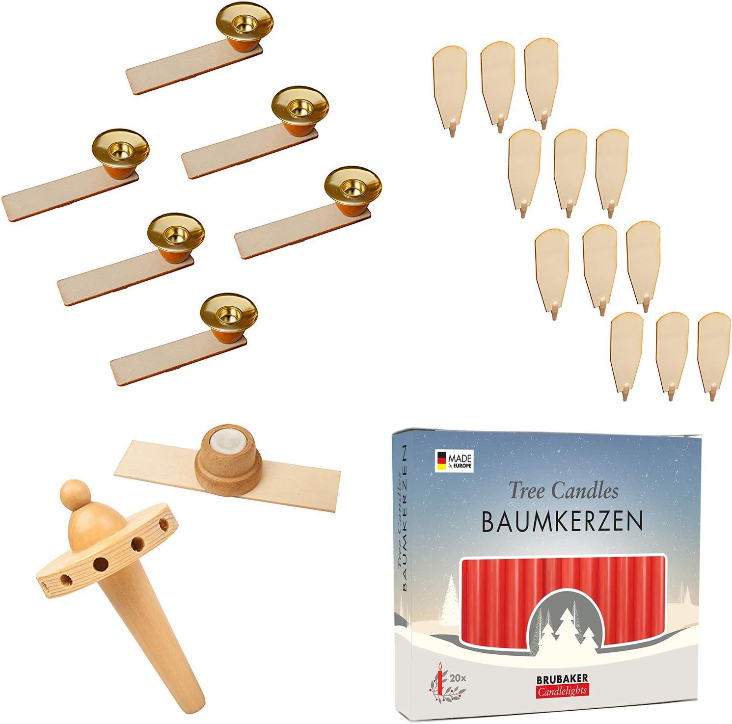 Set of BRUBAKER Christmas Pyramid 4Tier 24 Inches + 20 Red