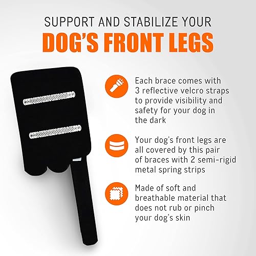 Miniatura 6 de NeoAlly - Soporte de pierna delantera para perros y gatos, soporte de pierna de perro con inserciones de resorte de metal, manga de pierna de perro