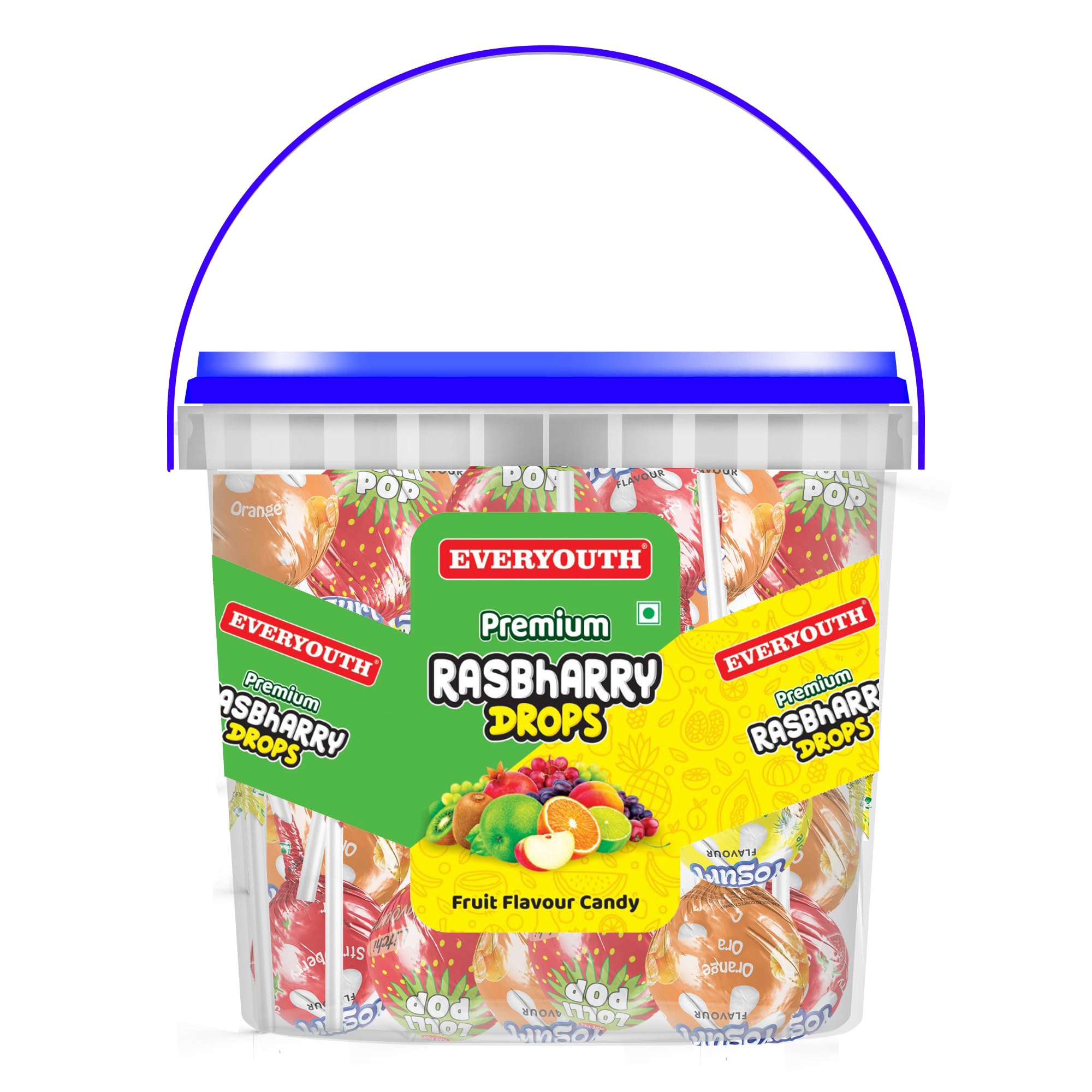 Everyouth Exciting Fruit Flavoured Lollipops for Kids Orange, Watermelon, Blue Lemonade, Green Apple Lollipop, 650 gm, 50 pieces (B0CV77JLQ6) Amazon Price History, Amazon Price Tracker