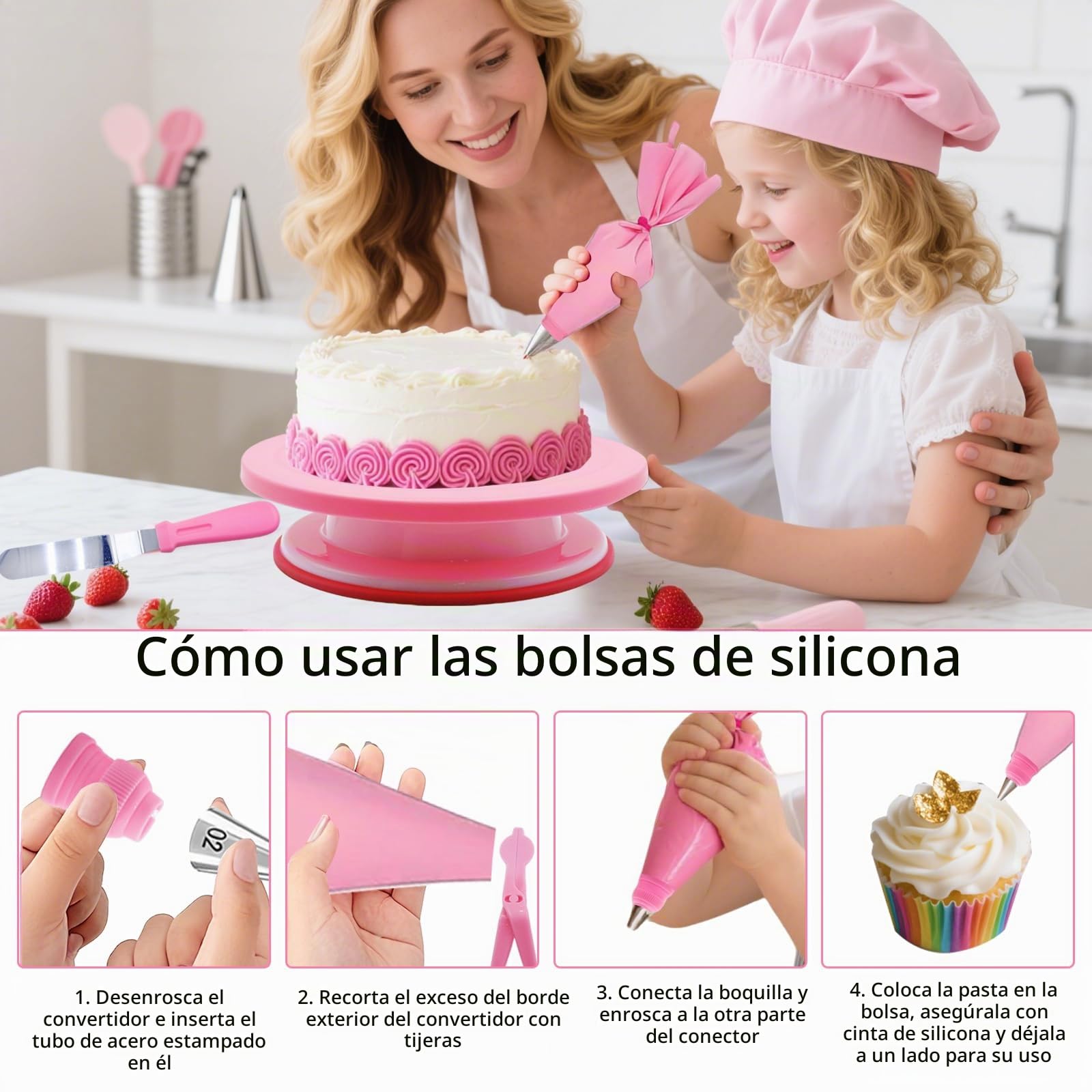 Plato Giratorio para Tartas, Boquillas Manga Pastelera, Manga Pastelera, Base Giratoria Tartas, Reposteria y Pasteleria, Reposteria Utensilios, Kit Reposteria