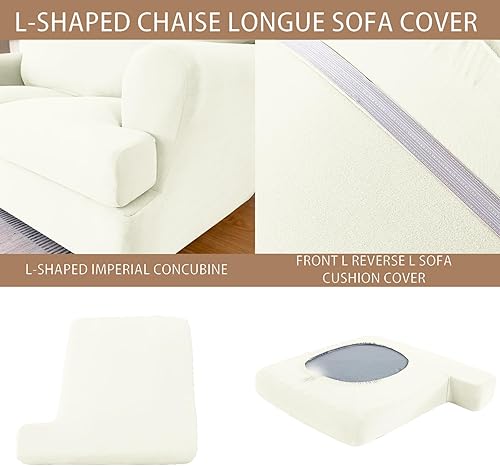 Miniatura 9 de molasofa Fundas de sofá con cojín en forma de T con 3 fundas individuales en forma de cojín en T para decoración del hogar, 4 piezas, elásticas,