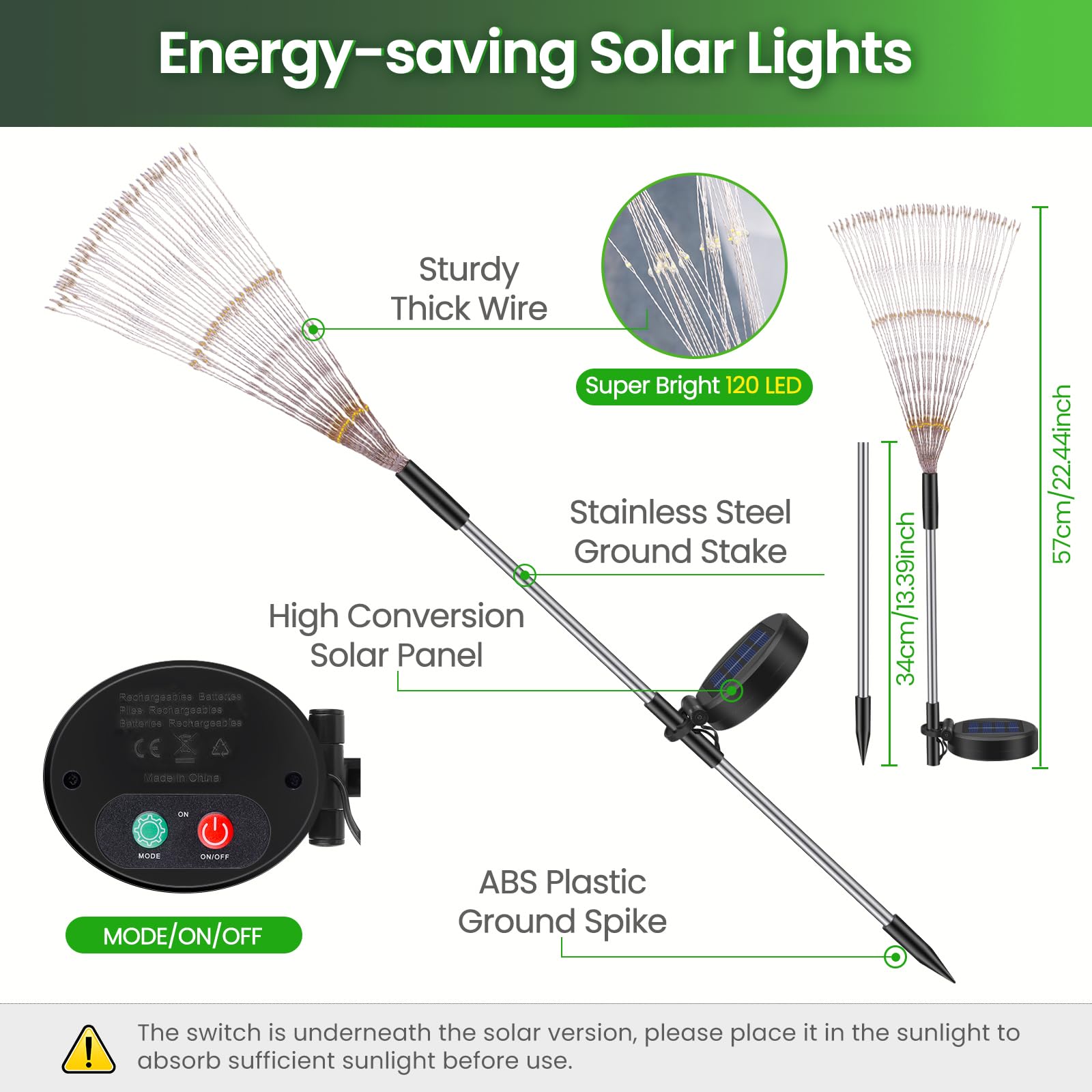 Lot de 4 Lampes Solaires d'extérieur pour Jardin, Feux d'artifice solaires en forme de pissenlit, 120 LED, 8 Modes, éclairage étoilé, Lampe de Jardin étanche pour Pelouse, allée, Cour, Blanc Chaud