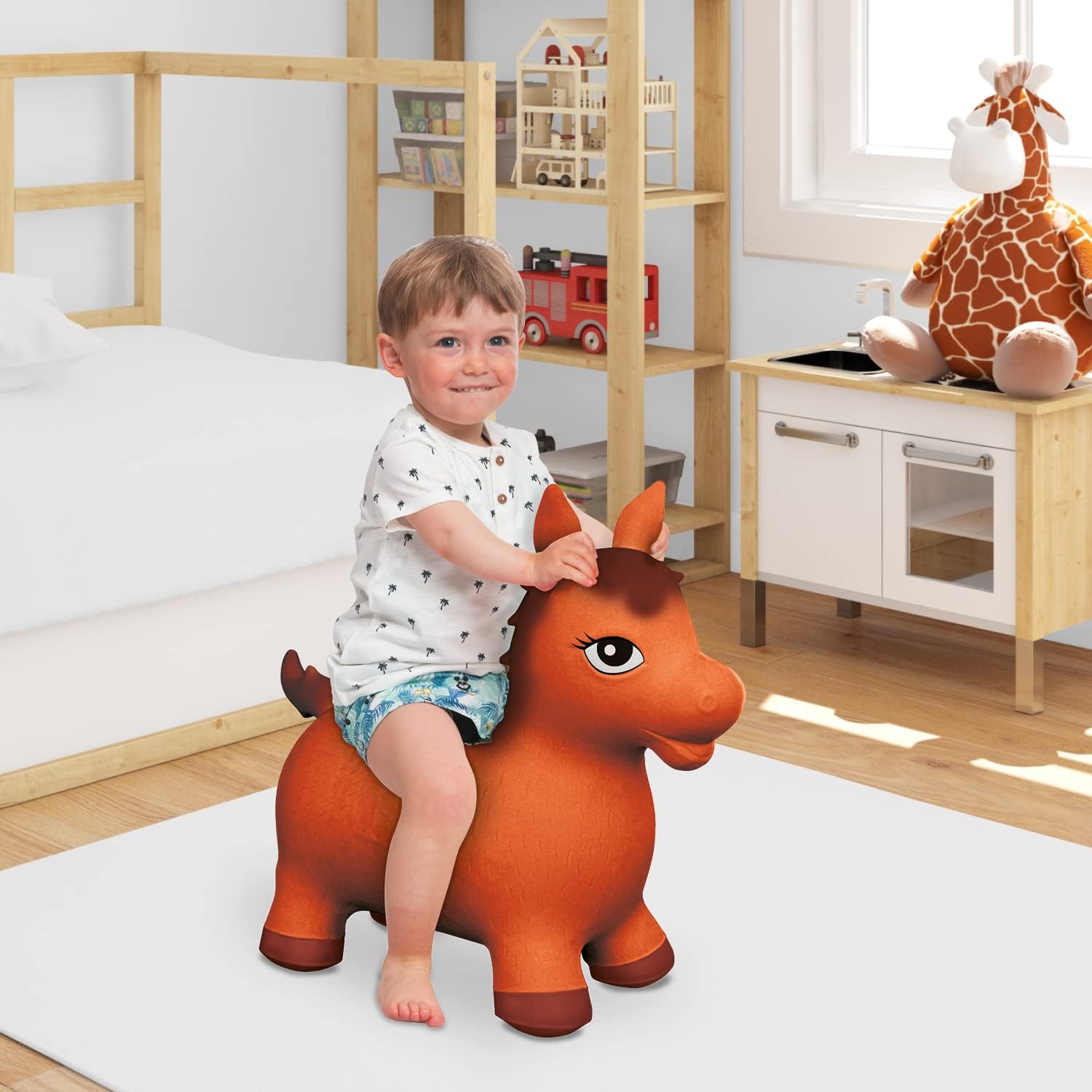 Mondo -9689 World Toys-Horse Ride-On for Kids-Horse Inflatable Riding Horse-Jumping Animal-High Quality-09689, Brown Color, 9689