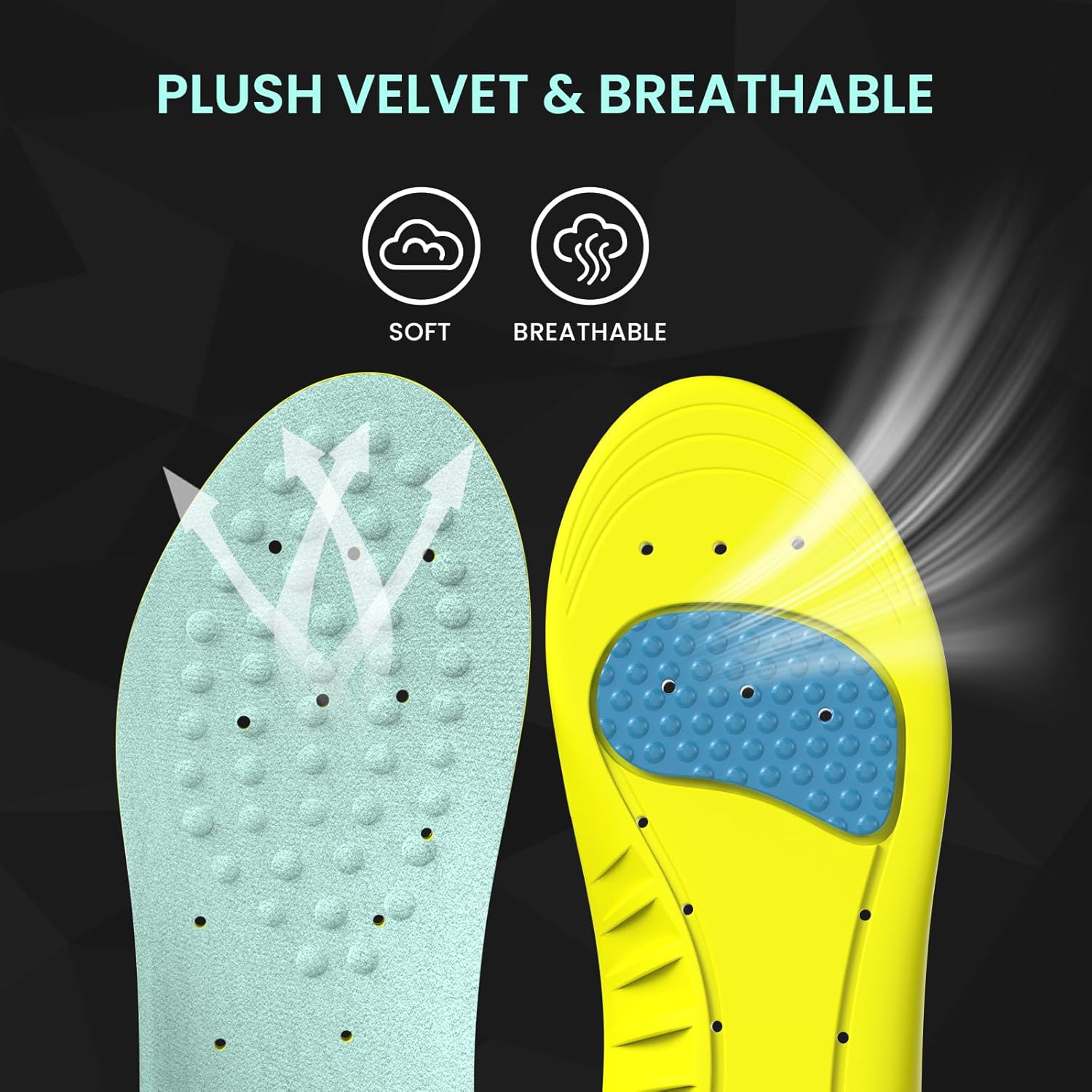 Achilles Tendonitis Relief Insoles for Women & Men, 2 Pairs - Soft Velvet Fabric Heel Cushion for Heel Pain Relief Heel Spur with Shock Absorption, S-W: 6.5-9 | M:5.5-7 - Image 3