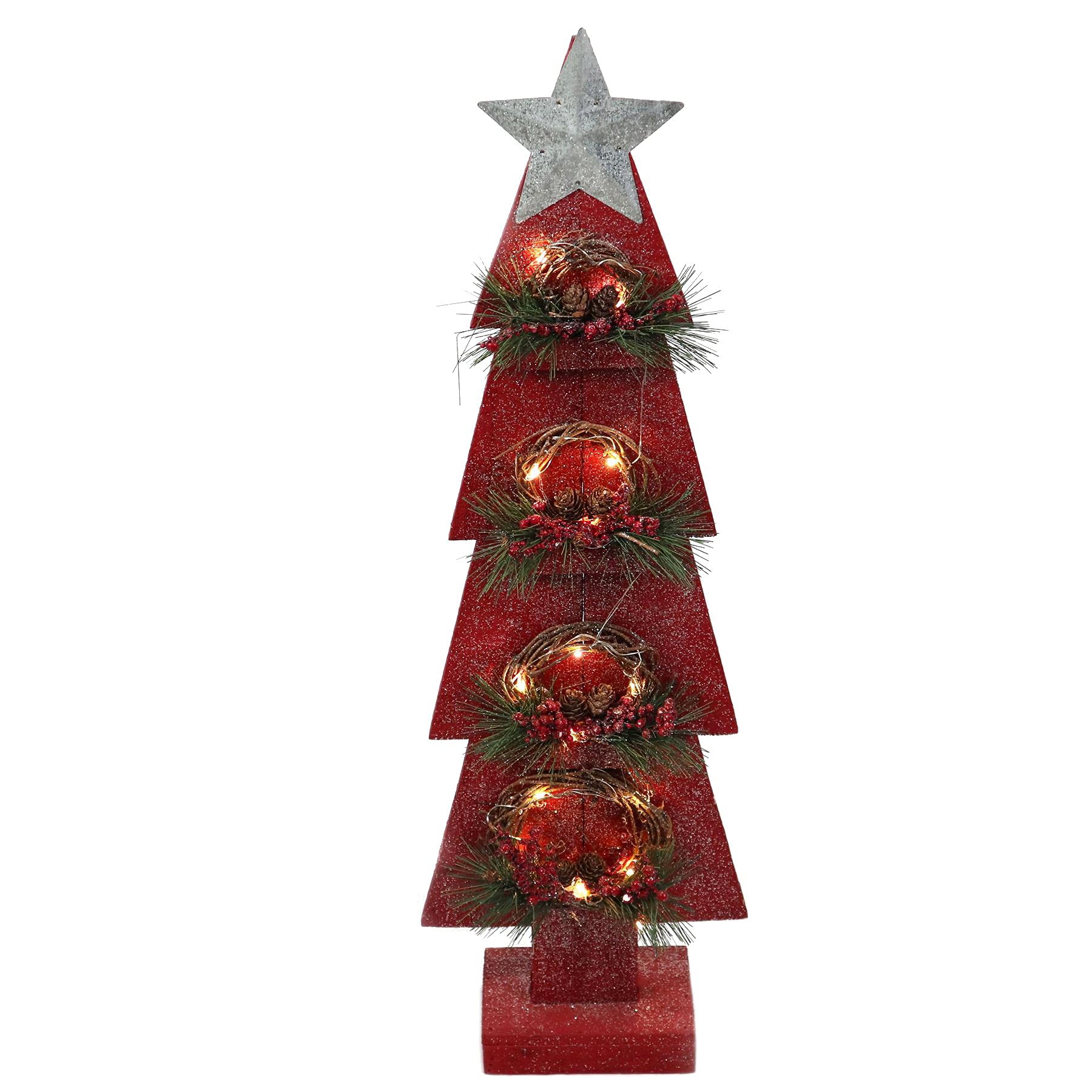 Shatchi Christmas Home Decoration Battery Operated Red Tree Tabletop Decorated With BerriesPines And Small Warm White Bulbs from B&Q