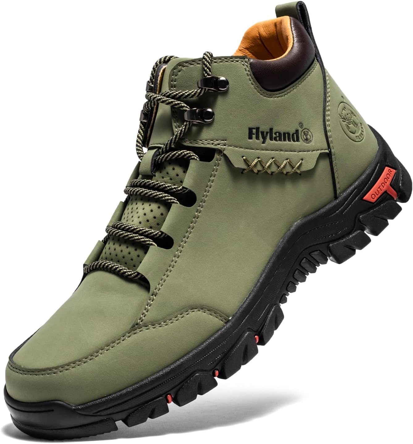 FLYLAND Men's Casual Leather Shoes Chukka Ankle Boots Handmade Fashion Shoes Non Slip Breathable Comfortable Mid Top for Driving Walking Outdoor