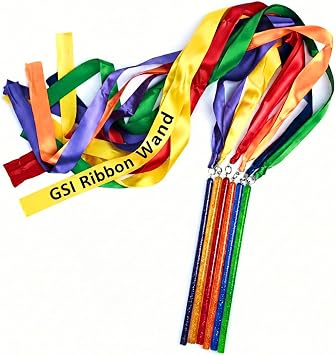 GSi Ribbon Wands & Rings for Kids - Dance Ribbon Streamers with Sparkle Design & Rainbow Ribbons - Perfect for Toddlers, Preschool, Gymnastics, PE, Birthday Parties - Ages 2-12