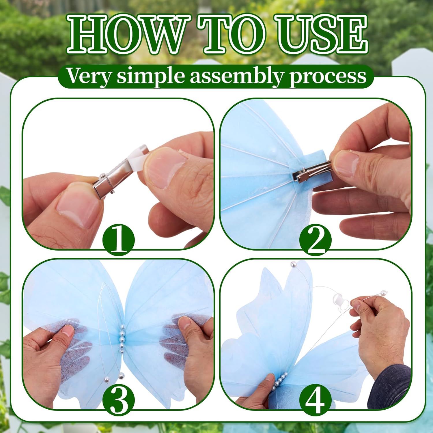 SUNBEAUTY 6 Pcs Large Butterflies Decoration 20"&12" 3D Mariposas Grandes Para Decor Blue White Big Butterfly Party Hanging Butterfly Set for Baby Shower Fairy First Birthday Wedding Girls Women Decor