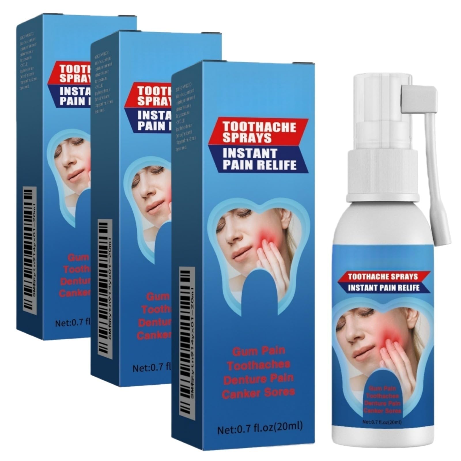 Spray analgésique buccal de 20 ml, pour le soin des maux de dents, antidouleur, soulage la douleur des gencives enflées, des caries et des brûlures ; réparateur de gencives, de