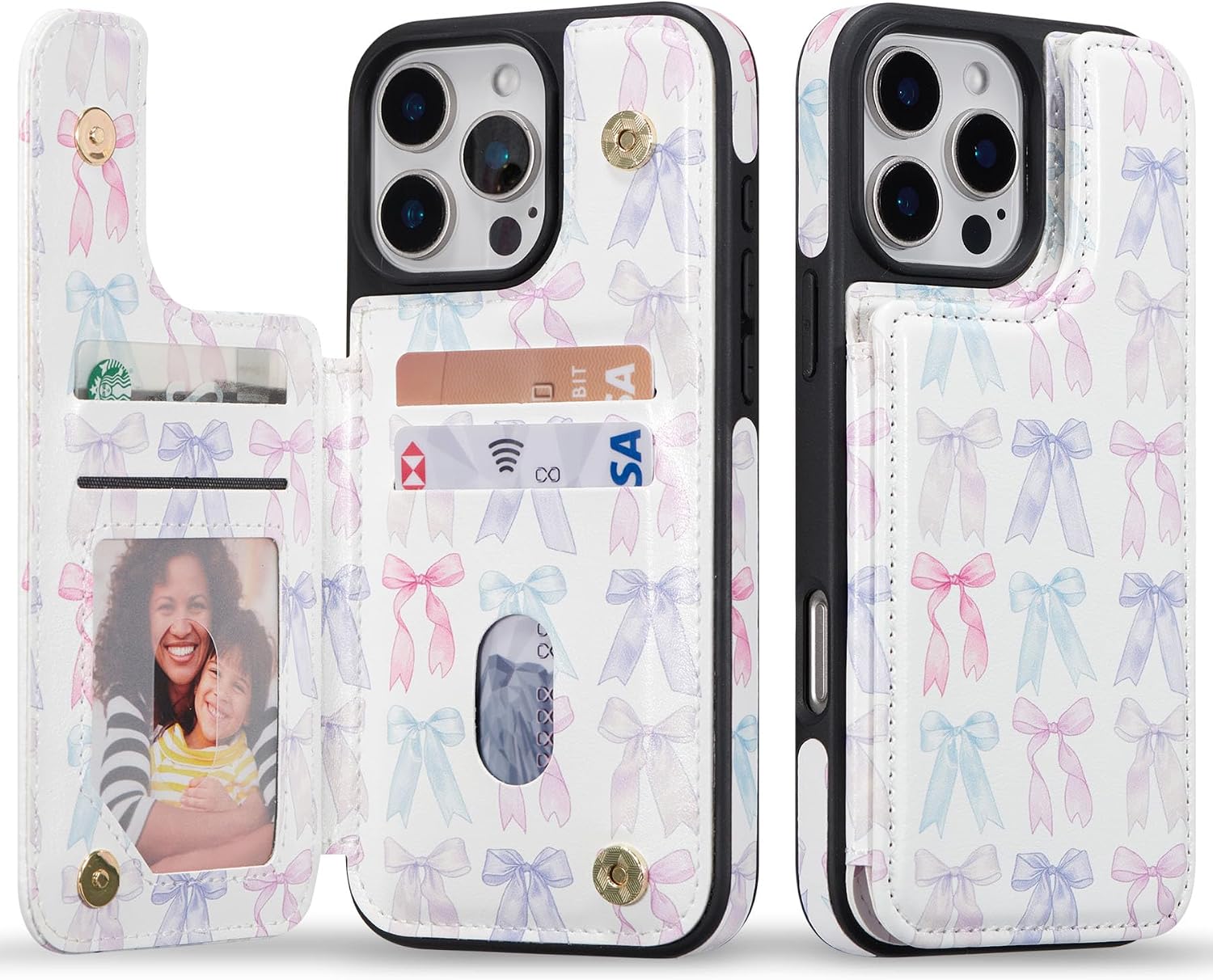 ZCDAYE Wallet Case with Card Holder for iPhone 16 Pro, Colourful Bow