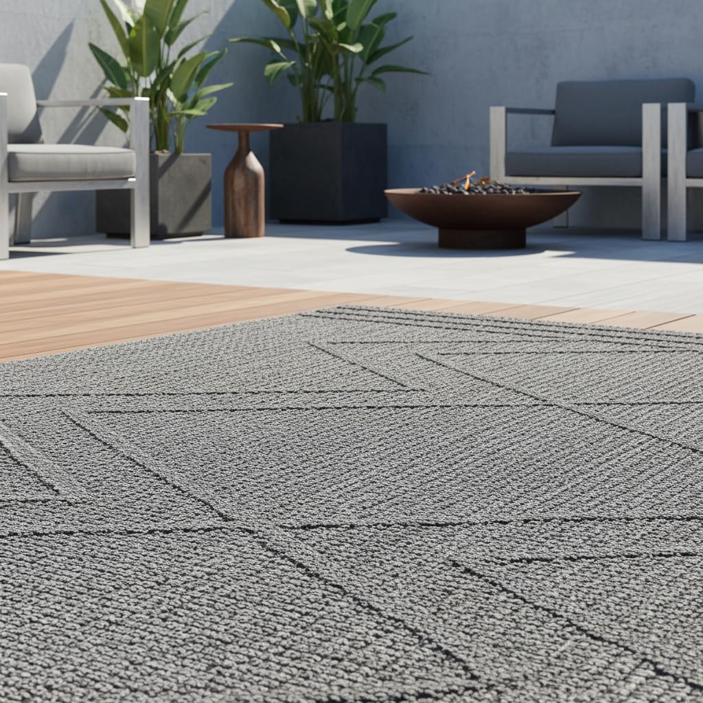 Tapis d'extérieur scandinave gris Cortina 160x230 cm pour terrasse