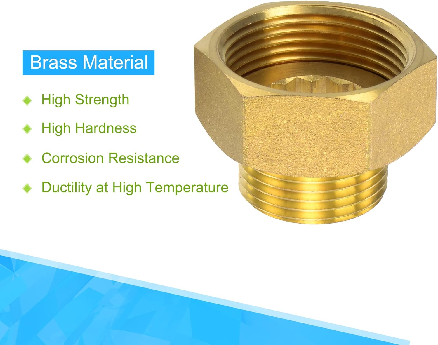 MECCANIXITY Brass Pipe Fitting Water Meter Coupling G1-1/4 Female x G1 Male Thread Hex Connector Adapter 35mm Length
