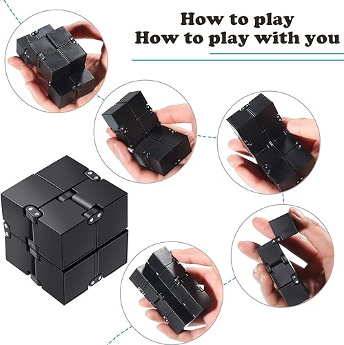 Miniatura 4 de Juego de 6 piezas de juguetes de mano que incluye cadena de rodillo cadena giratoria cubo infinito y cubo de almohadilla para ansiedad para TDAH