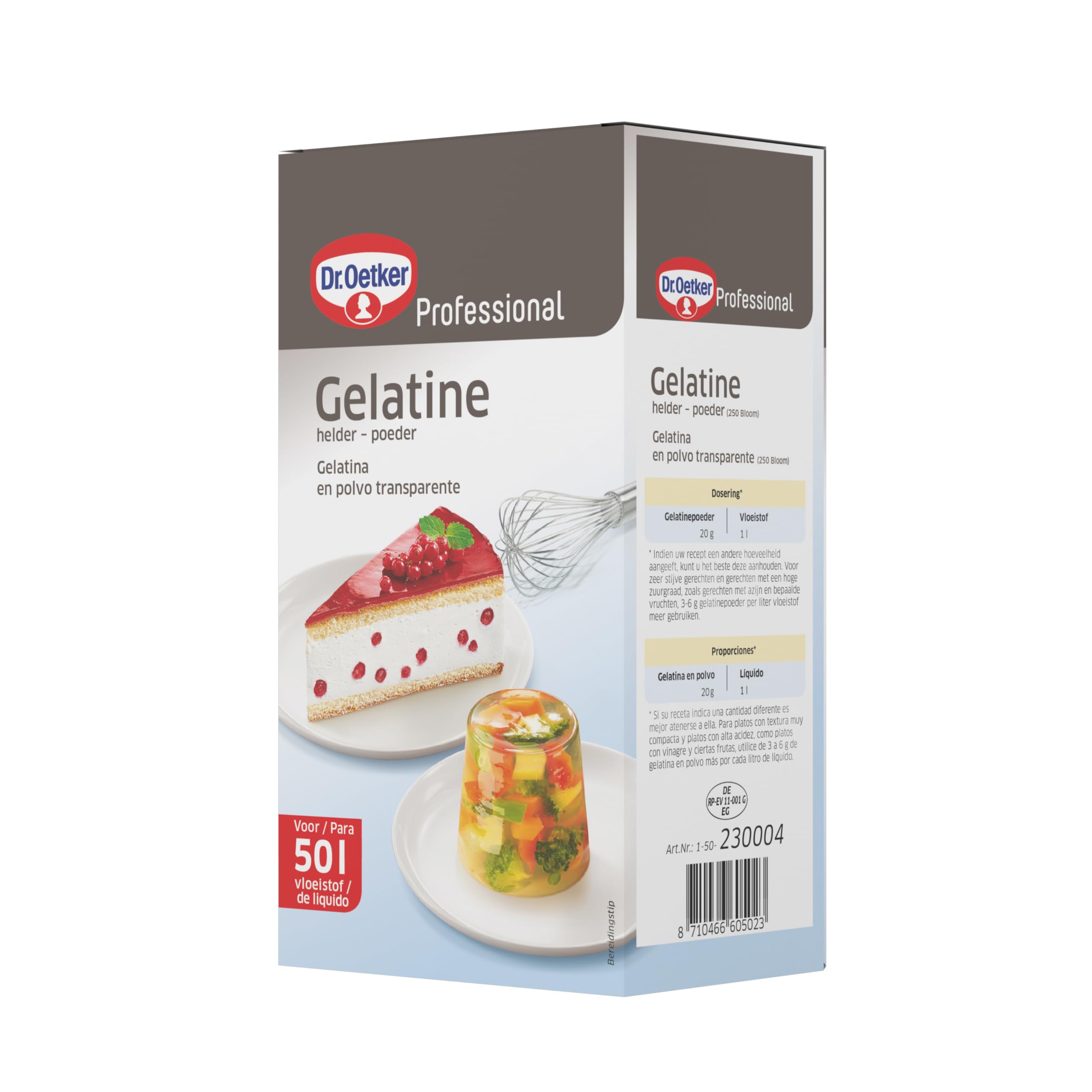 DR. OETKER - Gelatina Neutra en Polvo Transparente 1kg, 1000g para 50L de Líquido, para Gelificar o Espesar Recetas, Consigue Textura Firme y Consistente, Apta para Elaboraciones Frías y Calientes