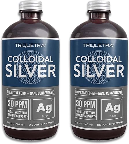 Bioactive Colloidal Silver  8 onzas, botella de vidrio, vegano, dosis seguras con la más alta eficacia  Nano iones, 30 PPM  Apoyo inmunológico (48