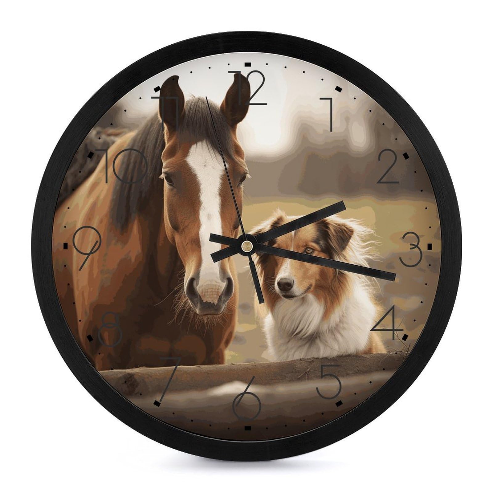 Horloge murale numérique Collie 25cm silencieuse pour cuisine et salon