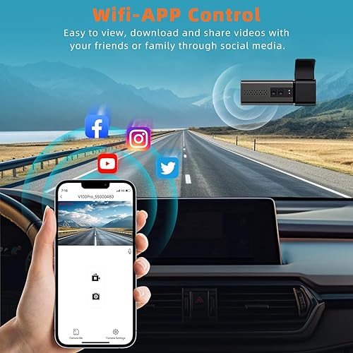 Miniatura 3 de Cámara de tablero 4K WiFi frontal para automóviles, cámara de automóvil E-YEEGER Mini con aplicación, cámara de tablero con modo de estacionamiento