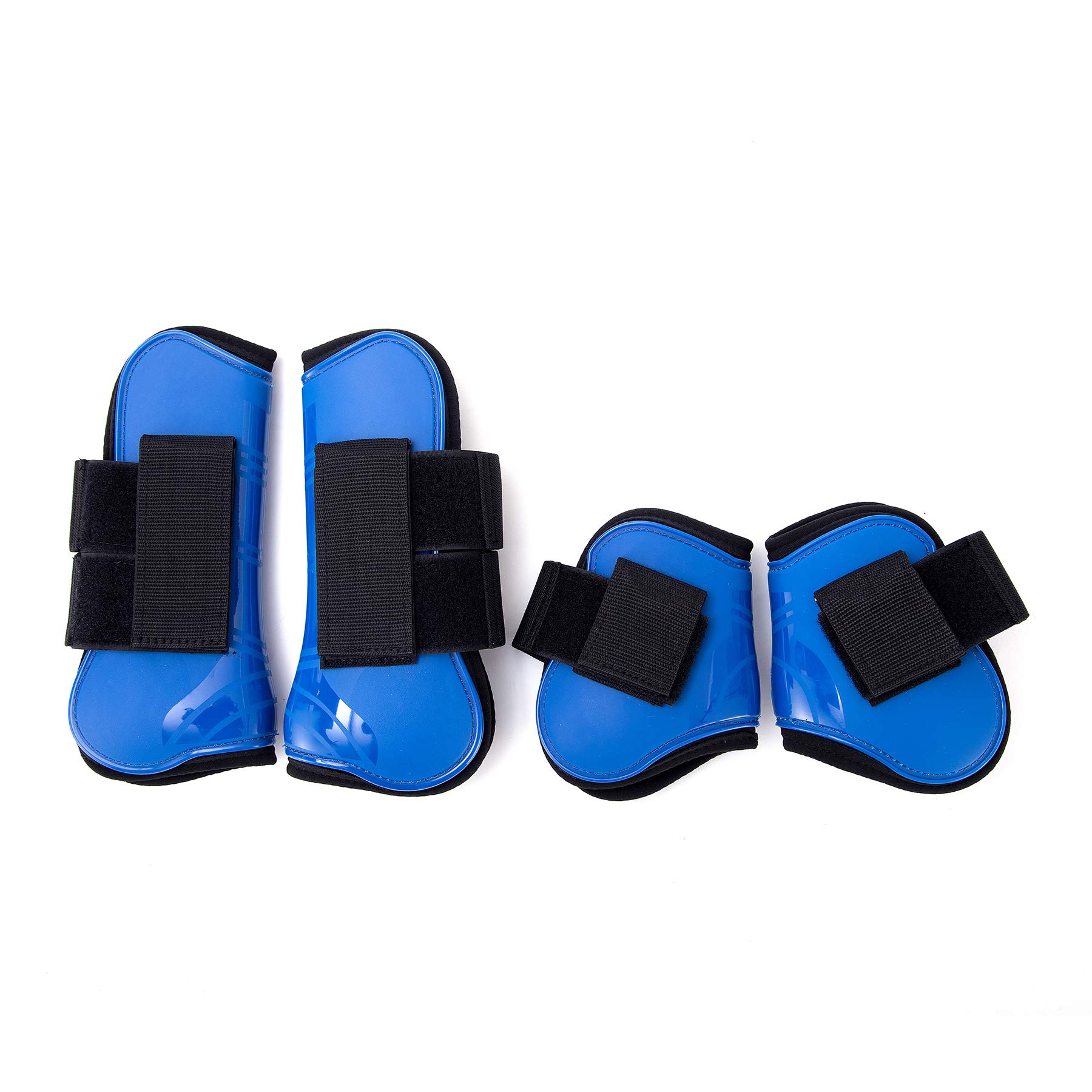 Merauno® Horse Gaiters Set of 4 Gaiters for Front Rear Hard Shell and Touch Fasteners Fastening for Men and Women PU Robust Elastic Tendon Boots Classic (L(WB) - Image 4