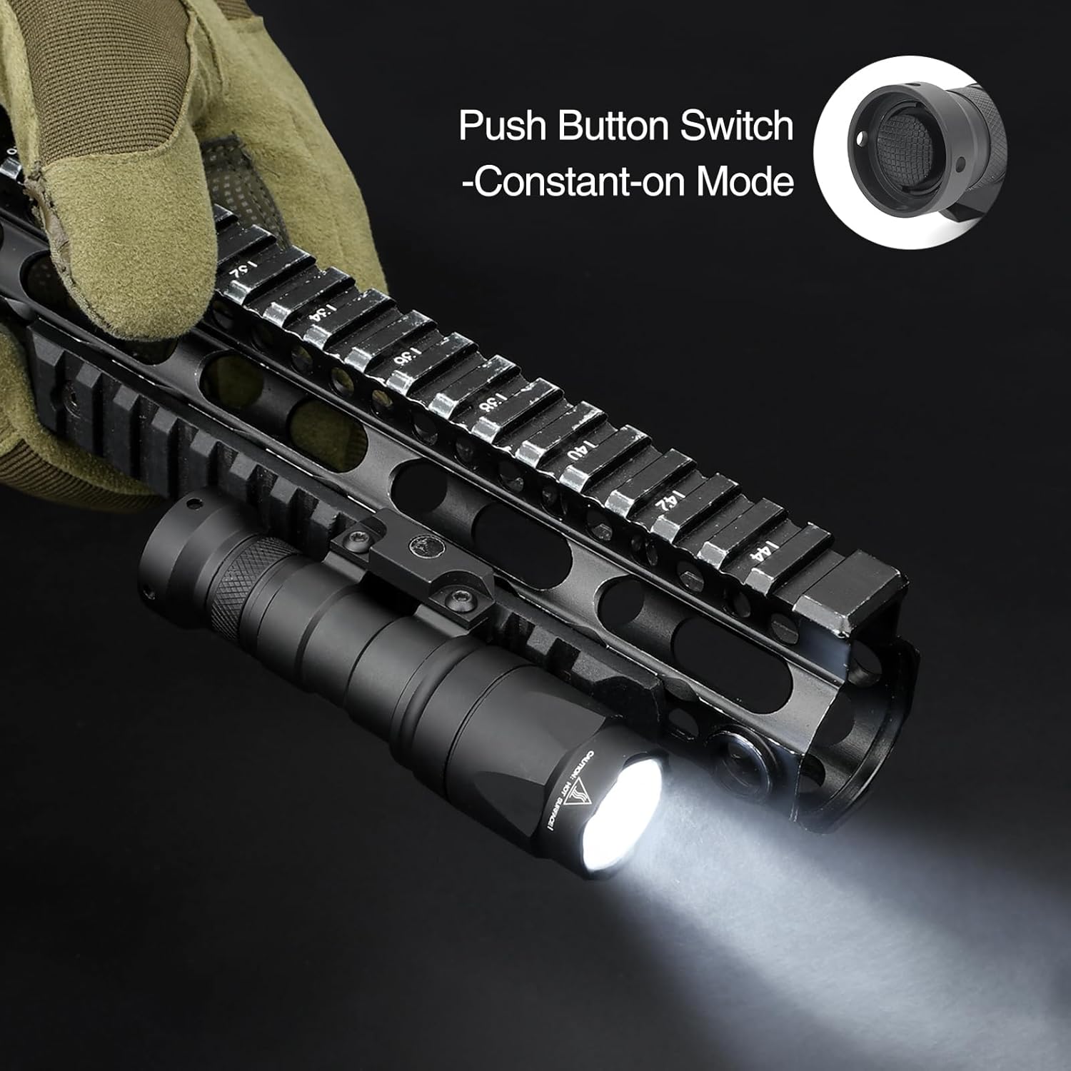 M300A 500 Lumens Tactical Flashlight Weapon Light Black + Tan Remote Pressure Switch for 20mm Picatinny Mlok/Keymod Rail