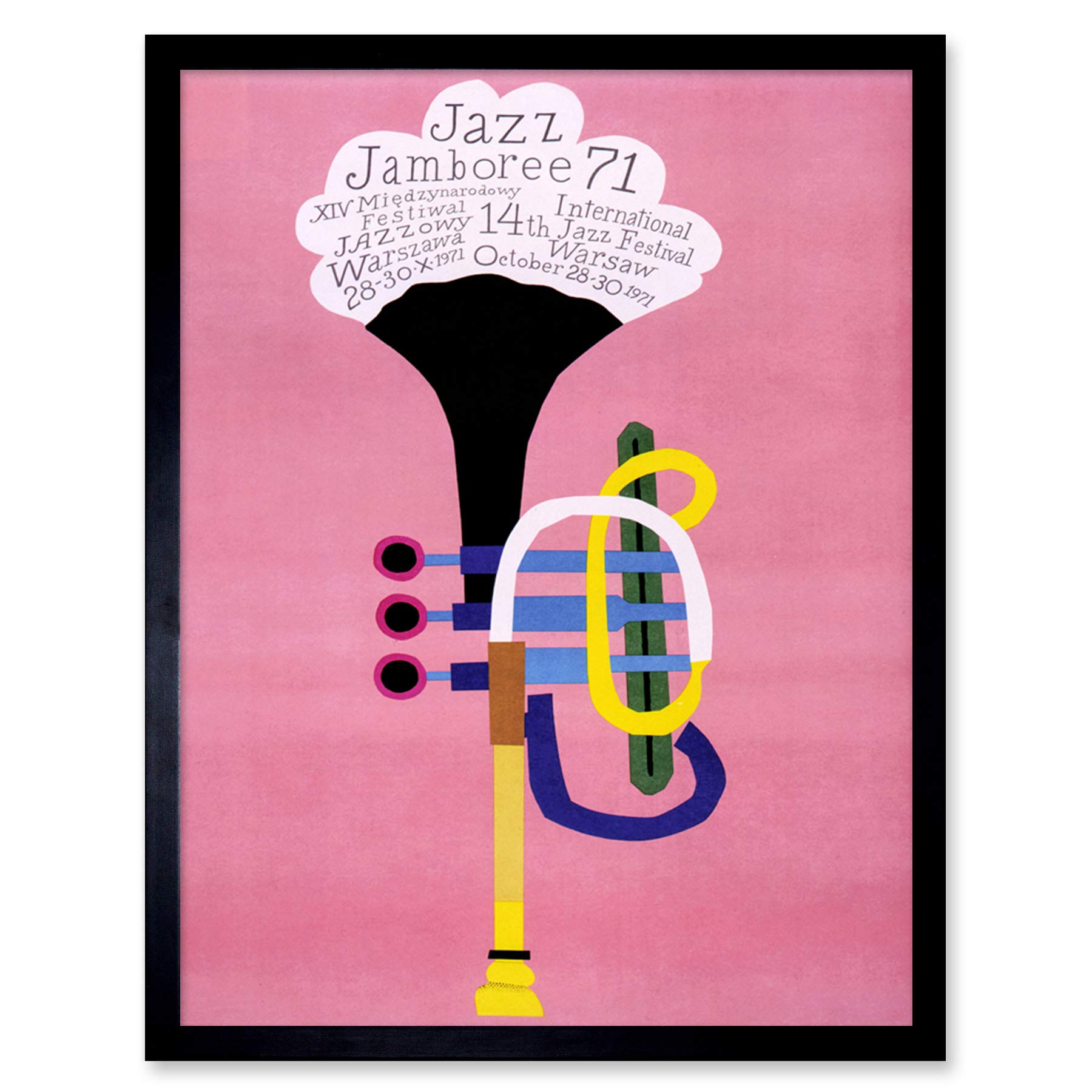 Wee Blue Coo Exhibition Jazz Poland Trumpet Abstract Art Print Framed Poster Wall Decor 12x16 inch