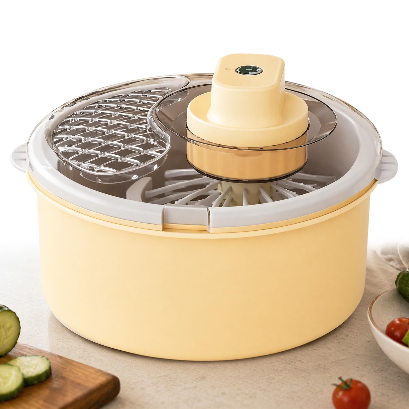 Generische Salatschleuder und Obst- und Gemüsewaschmaschine, | Salatschleuder und Gemüsewaschmaschine, multifunktionales Dörrgerät mit großer Kapazität, Fruchtreinigerschleuder für Salat,