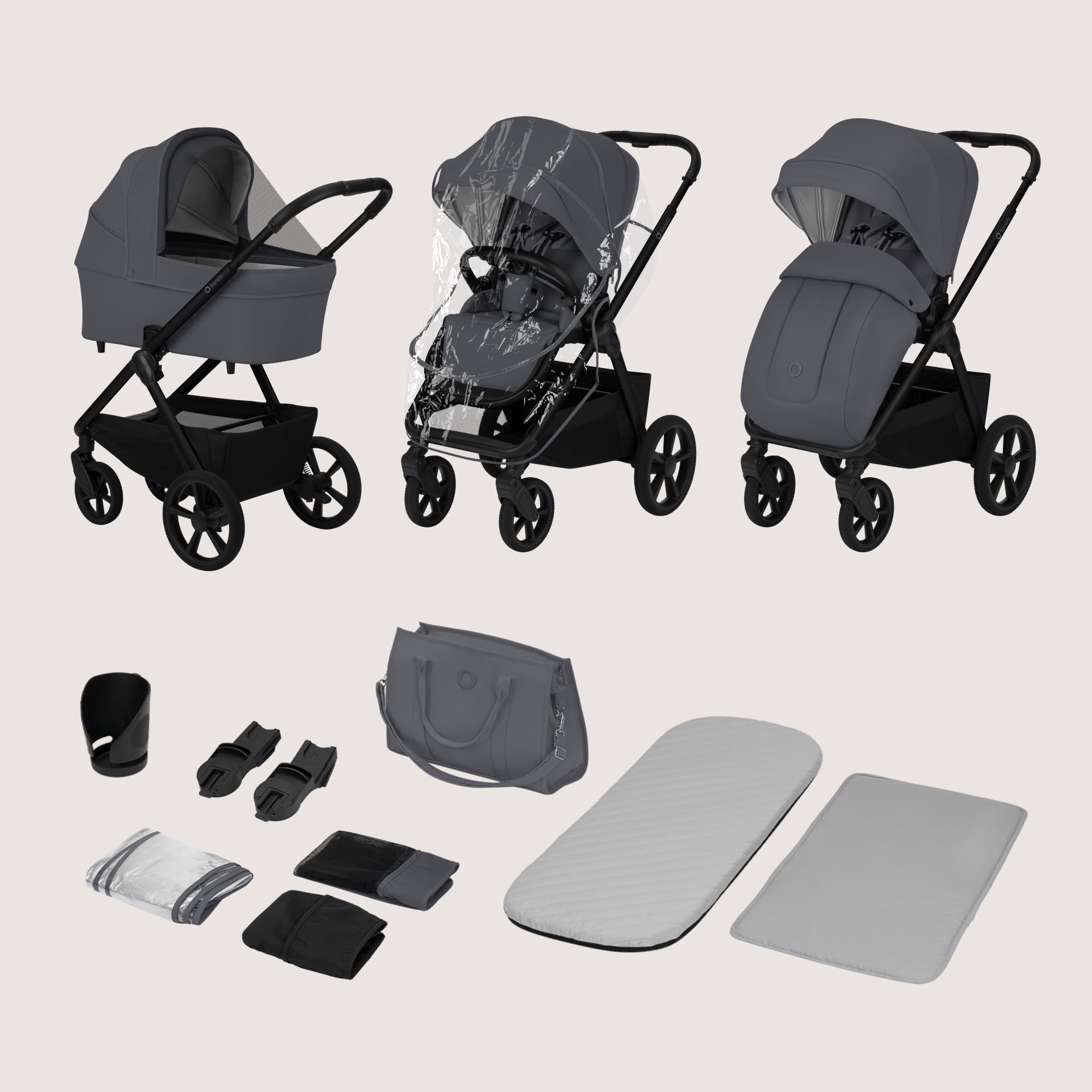 LIONELO Carmine Passeggino 2 in 1 con Navicella per Bambini fino a 22 kg | 0-4 Anni, Seduta Reversibile, Ruote GravelTech, Ammortizzazione, Posizione Distesa, UPF50+, Ventilazione, Fibbia Magnetica