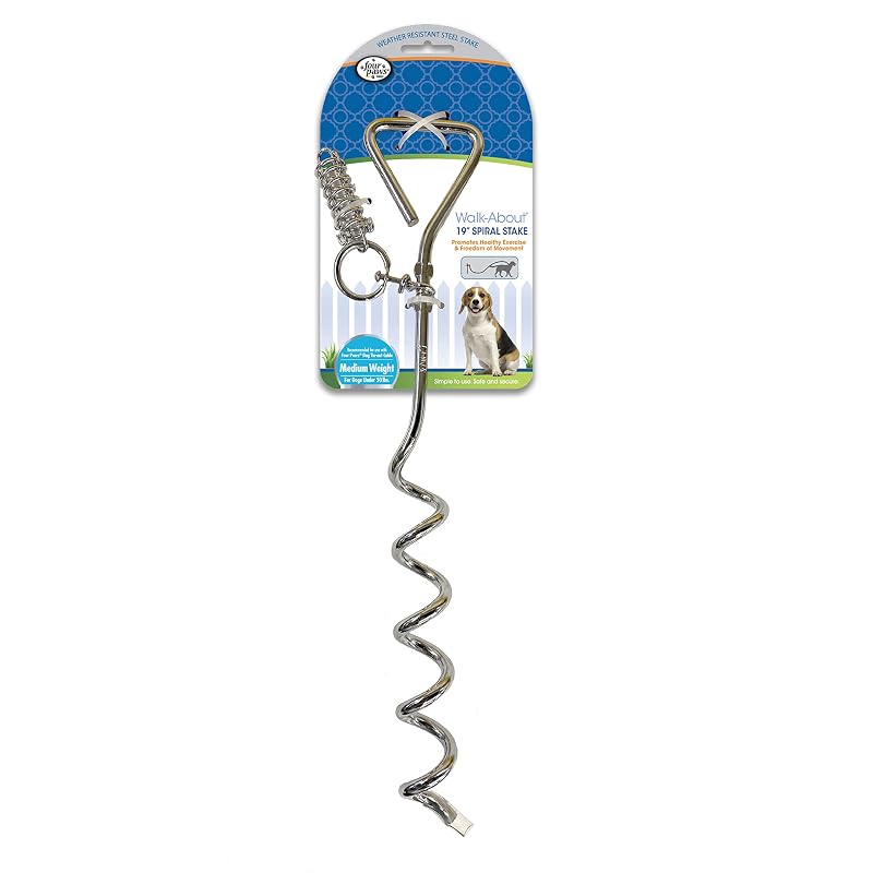 Estaca Espiral para Contenção de Cães Four Paws Walk About 48,26 cm