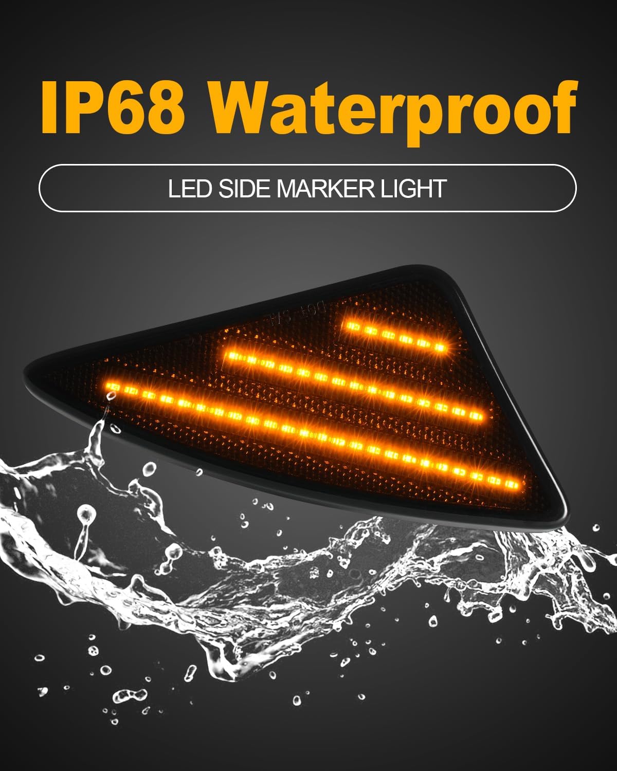 LED Side Marker Lights Compatible with Kenworth T660 T170 T270 T370 Semi Trucks 2008-2021,Turn Signal Lights Smoked Lens,Plug&Play, Waterproof(Normal Flash)