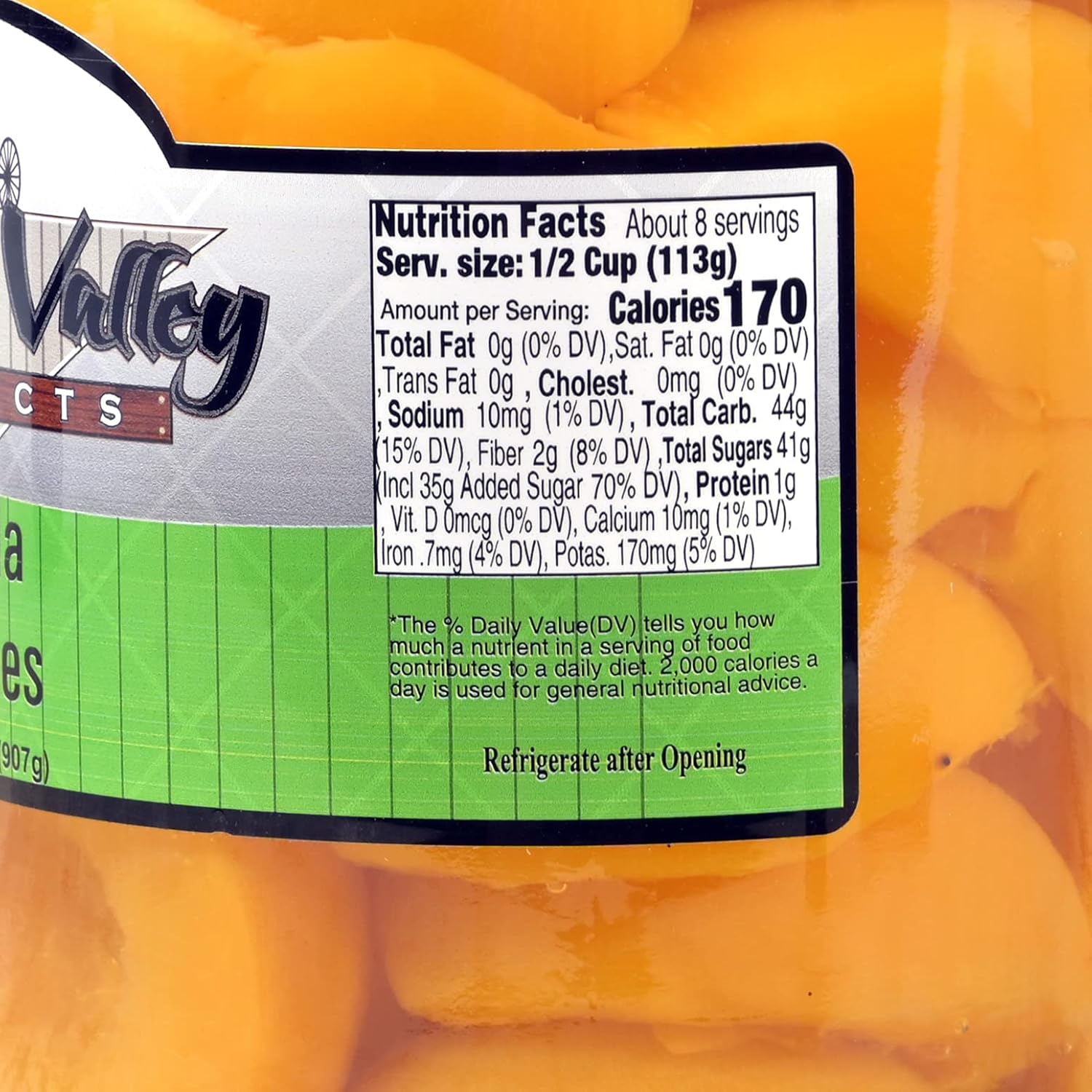 Amish Valley Products Old Fashioned VANILLA Peaches Halves Canned Jarred Peach in 32 oz Glass Jar (2 QT Jars)