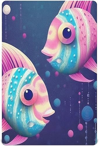Kigai Dos sábanas coloridas para cuna de peces, sábanas ajustables elásticas para cuna para niños y niñas, sábana de cuna unisex acogedora de 28 x