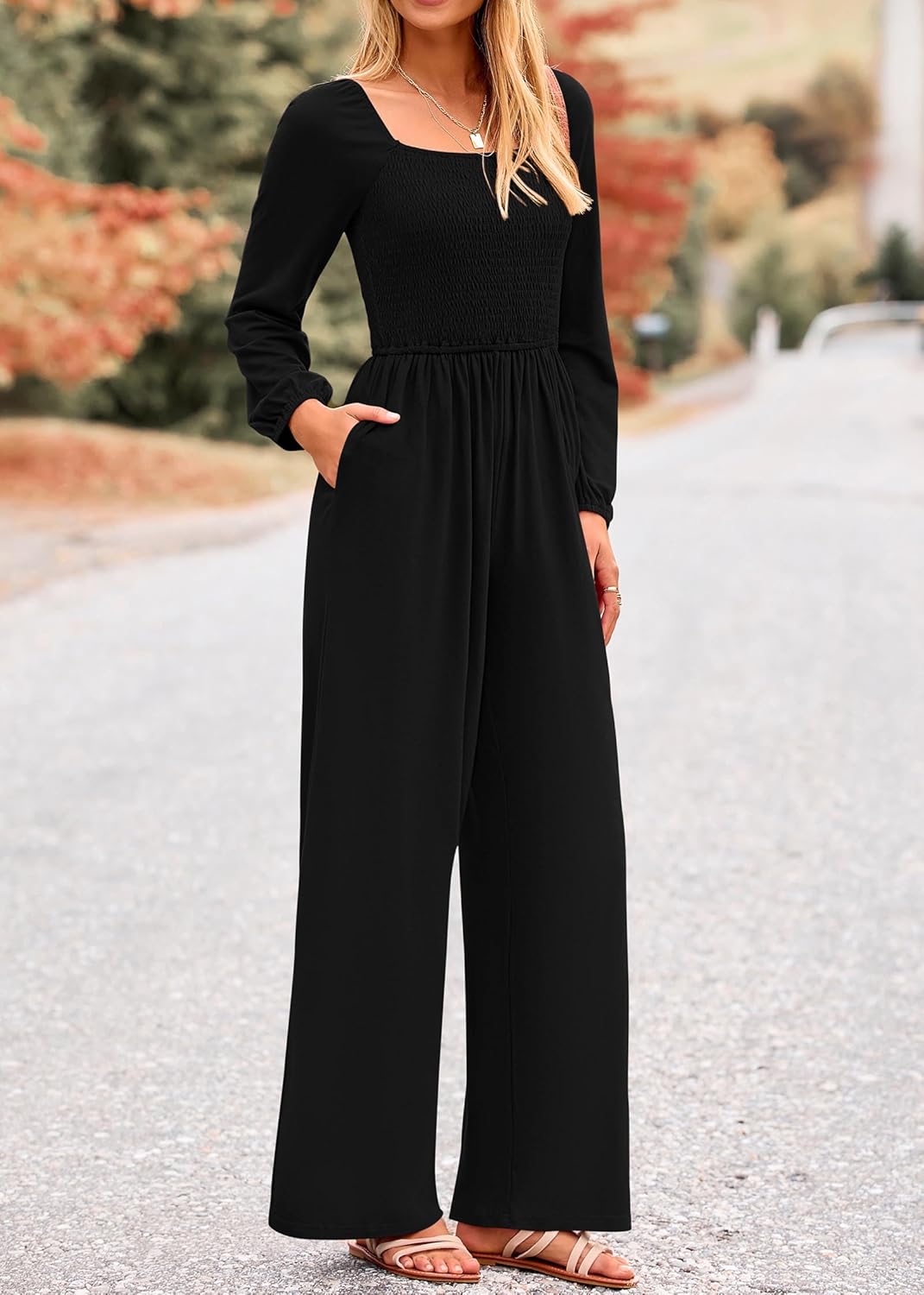 KIRUNDO Women's Ribbed Knit Jumpsuit - Mock Neck, Cap Sleeve, Wide Leg Romper With Pockets | Dressy Casual Summer Outfit