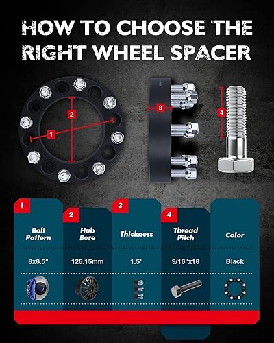 Vista 44 de KAX Espaciadores de rueda de 0.236 x 5.315 in, espaciadores de rueda centrados de 2 pulgadas y 6 lengüetas para F-15-0, Expedition, Mark LT, Negro