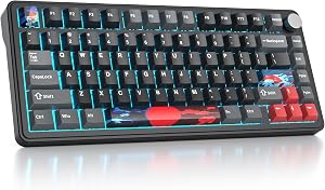 Surmen M75 75% Wireless Creamy Keyboard with Gasket, Pre-lubed Triple Mode Bluetooth Mechanical Gaming Keyboard BT5.0/2.4Ghz/USB with Sound Absorbing Pads Hot-Swap(Shadow Red)