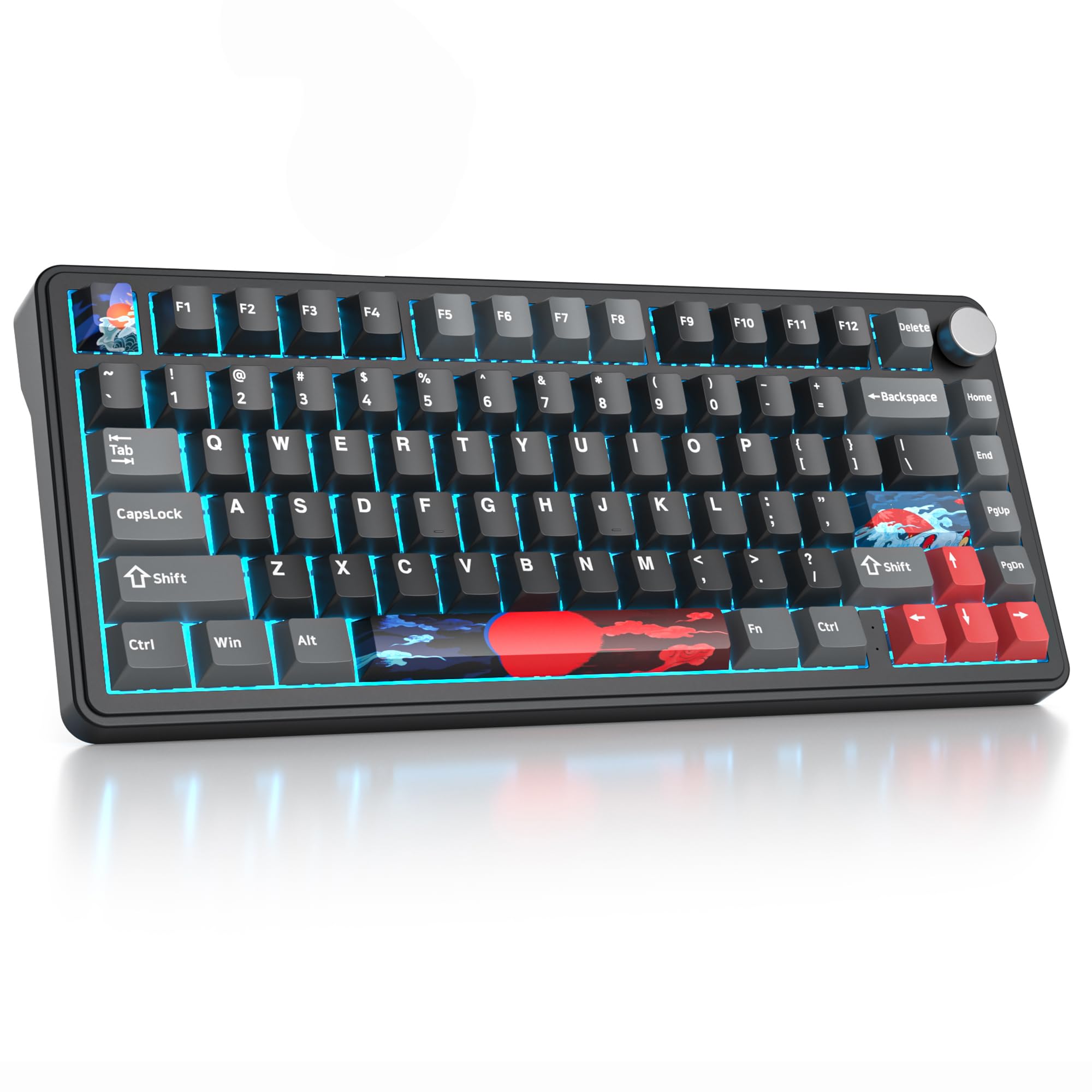 Surmen M75 75% tastiera cremosa senza fili con guarnizione, tastiera meccanica Bluetooth da gioco prelubrizzata BT5.0/2.4Ghz/USB con cuscinetti auricolari assorbenti audio hot swap
