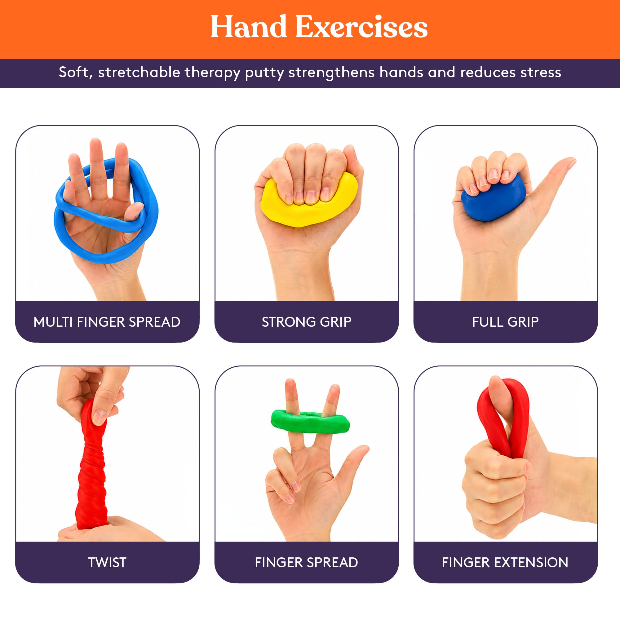 Special Supplies Therapy Putty for Kids and Adults - Resistive Hand Exercise Stress Relief Therapy Putty Kit, Set of 4 Strengths, Three Ounces of Each Putty — Amazon image 5