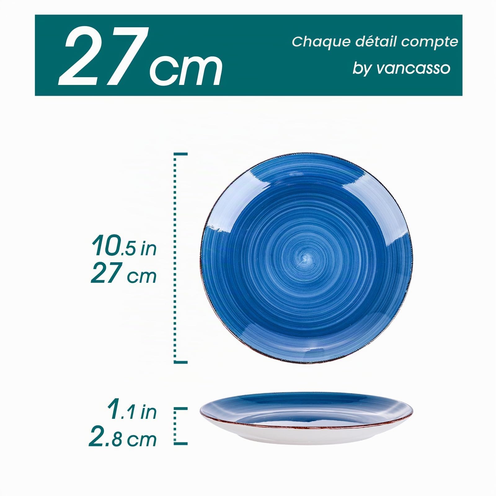 vancasso, Série Bella, 4 Pièces Assiette Plate à D?ner, Assiette Grande en Porcelaine