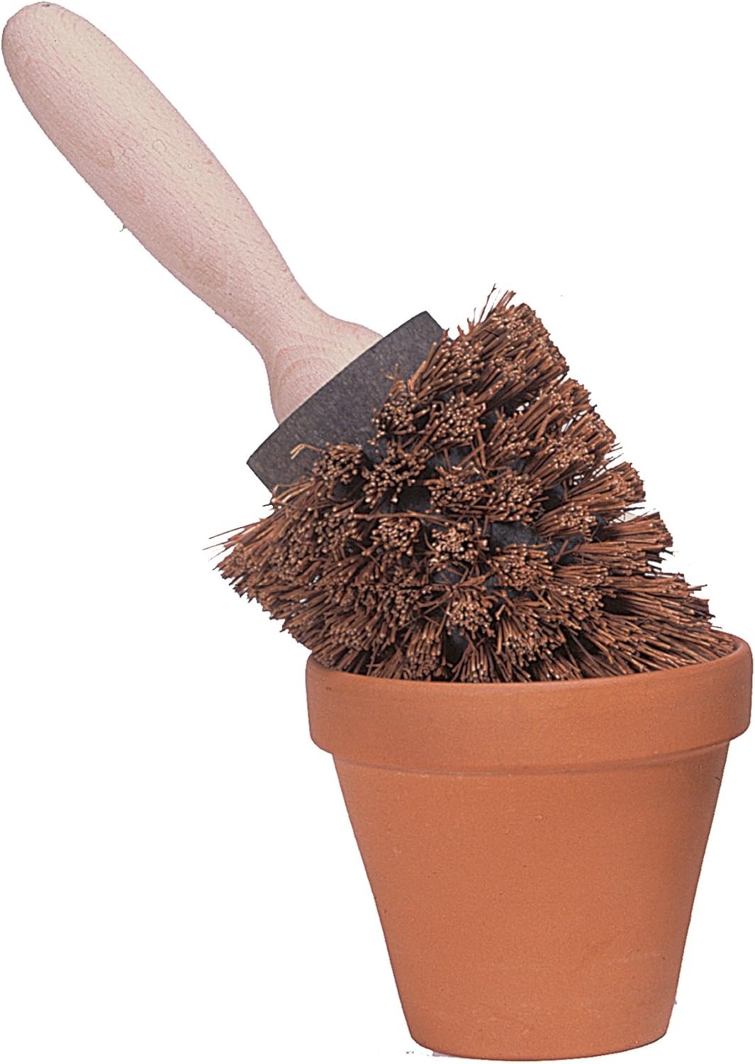 REDECKER Palmyra Fiber Flowerpot Brush with Oiled Beechwood Handle, 9-7/8-Inches - Flower Pot Bristle Brush - Garden Pot Cleaning Brush - Garden Pot Brush
