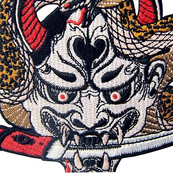 Hannya Oni Mask Patch Embroidered Badge Iron On Sew On Emblem