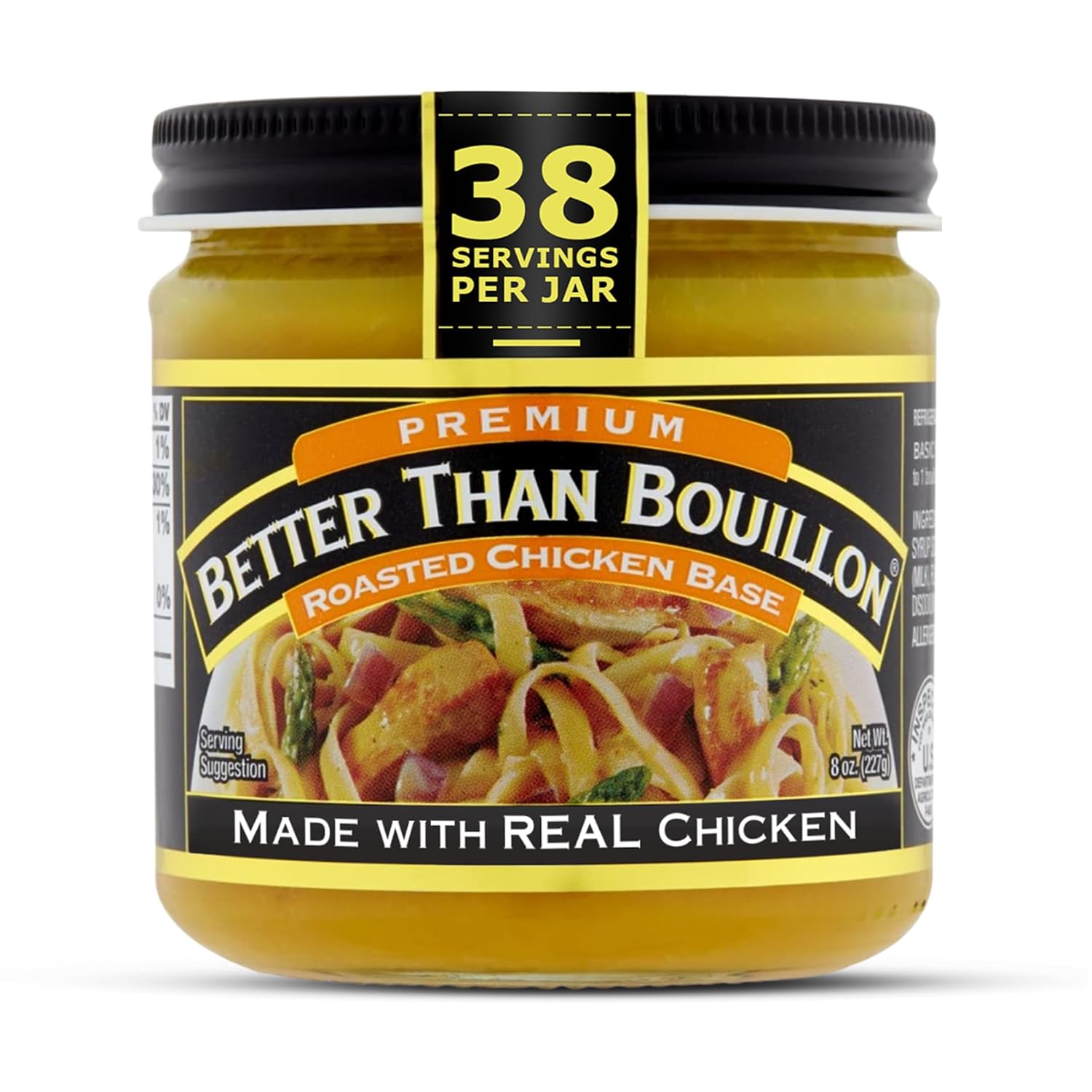 Better Than Bouillon Roasted Chicken Base 8 oz Jar - Premium Real Roasted Chicken Flavor, 38 Servings, Fat-Free Low Sodium