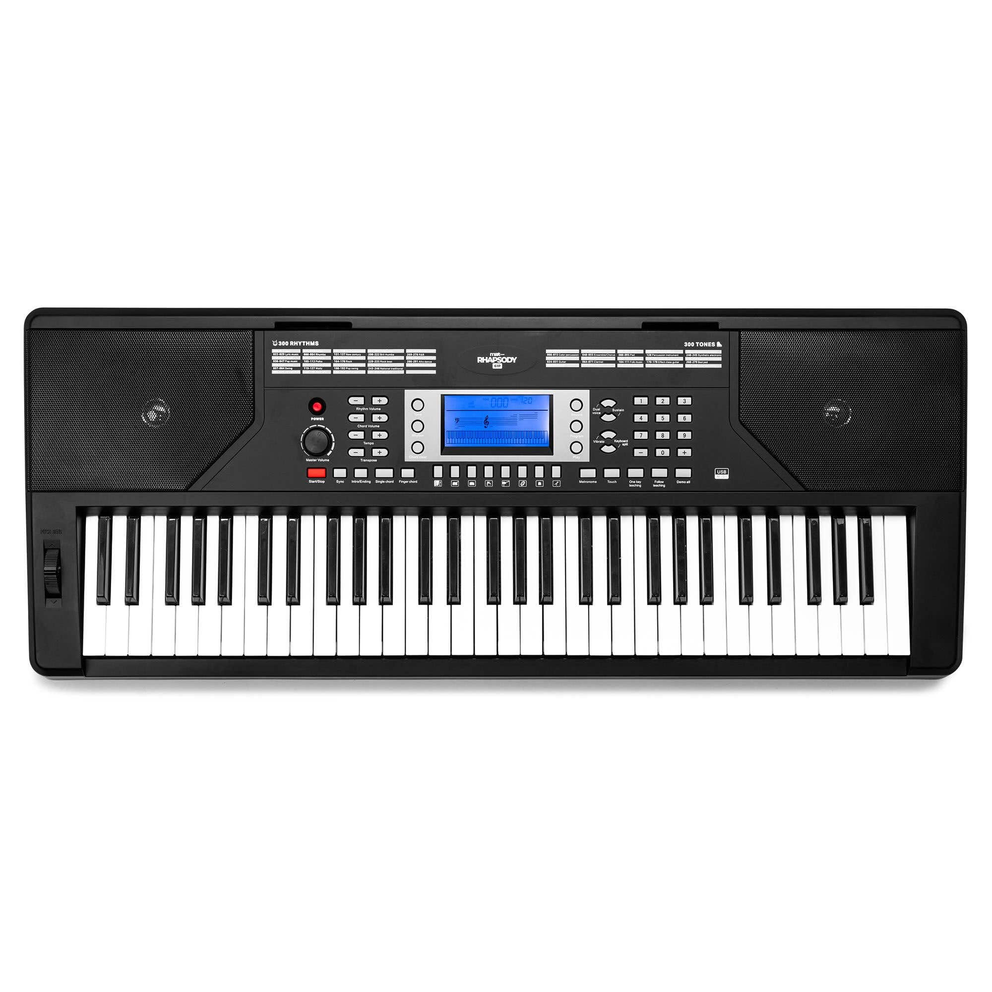 MAX Rhapsody61P - Tastiera Piano, 61 tasti, con dinamica di arresto, altoparlante, display LED, 50 canzoni demo, per principianti e professionisti, tastiera pianoforte, funzione di apprendimento, 300