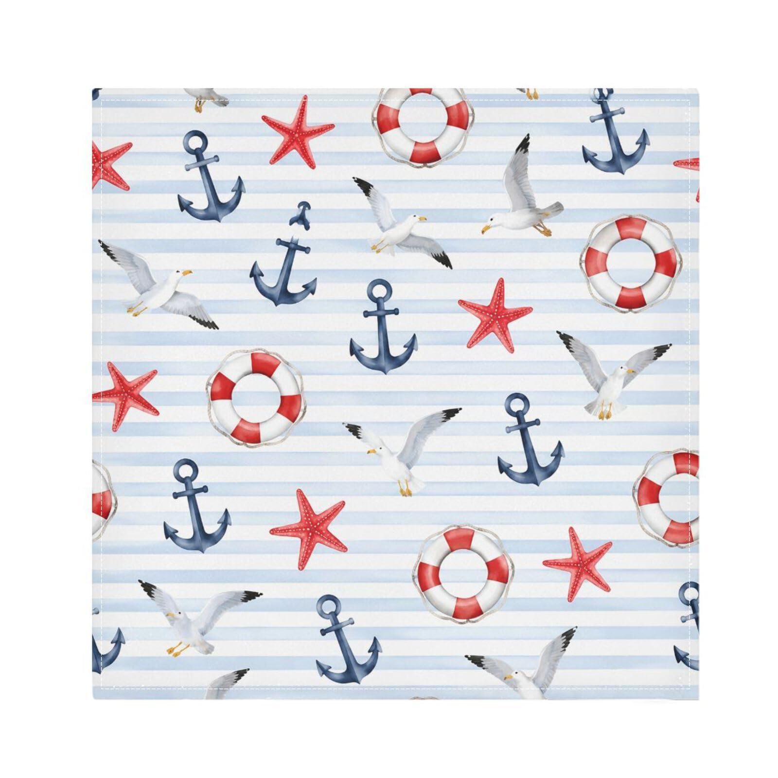 Ttgoth Anchors Cloth Napkin Set of 4 Washable & Reusable Dinner Napkins for Dining Table, Banquets, Wedding, Party, 50x50 cm