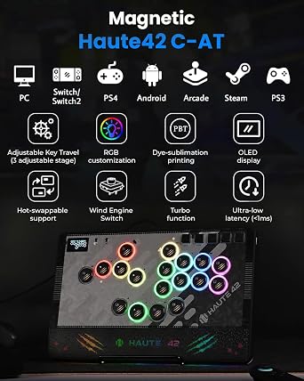 Haute42 C-AT Leverless Controller, Hot Swap Arcade Fightstick for PC/Switch