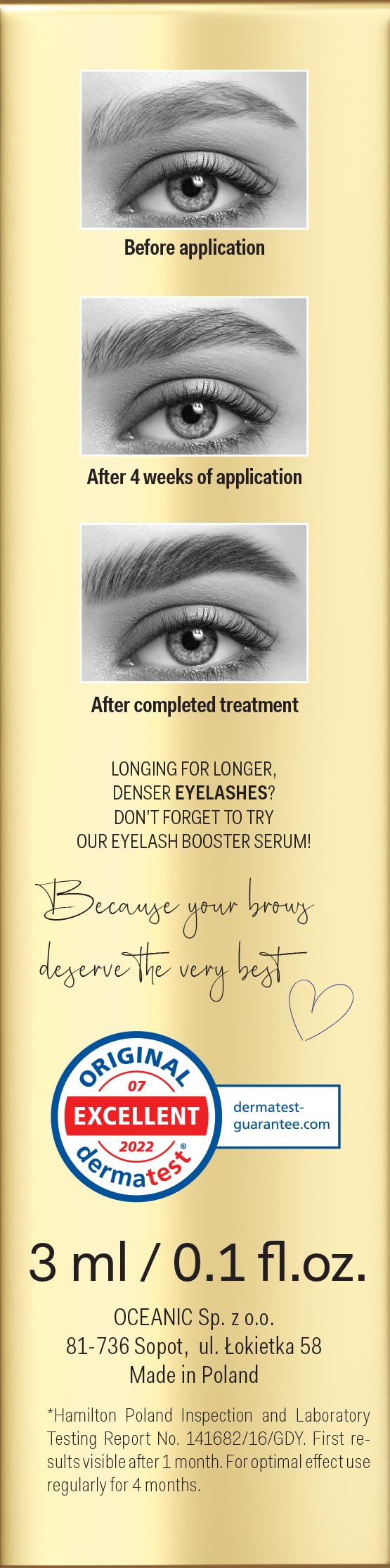 Long4Lashes Booster Siero per sopracciglia by Oceanic, vegan eyebrow siero – 3 ml (confezione da 1)