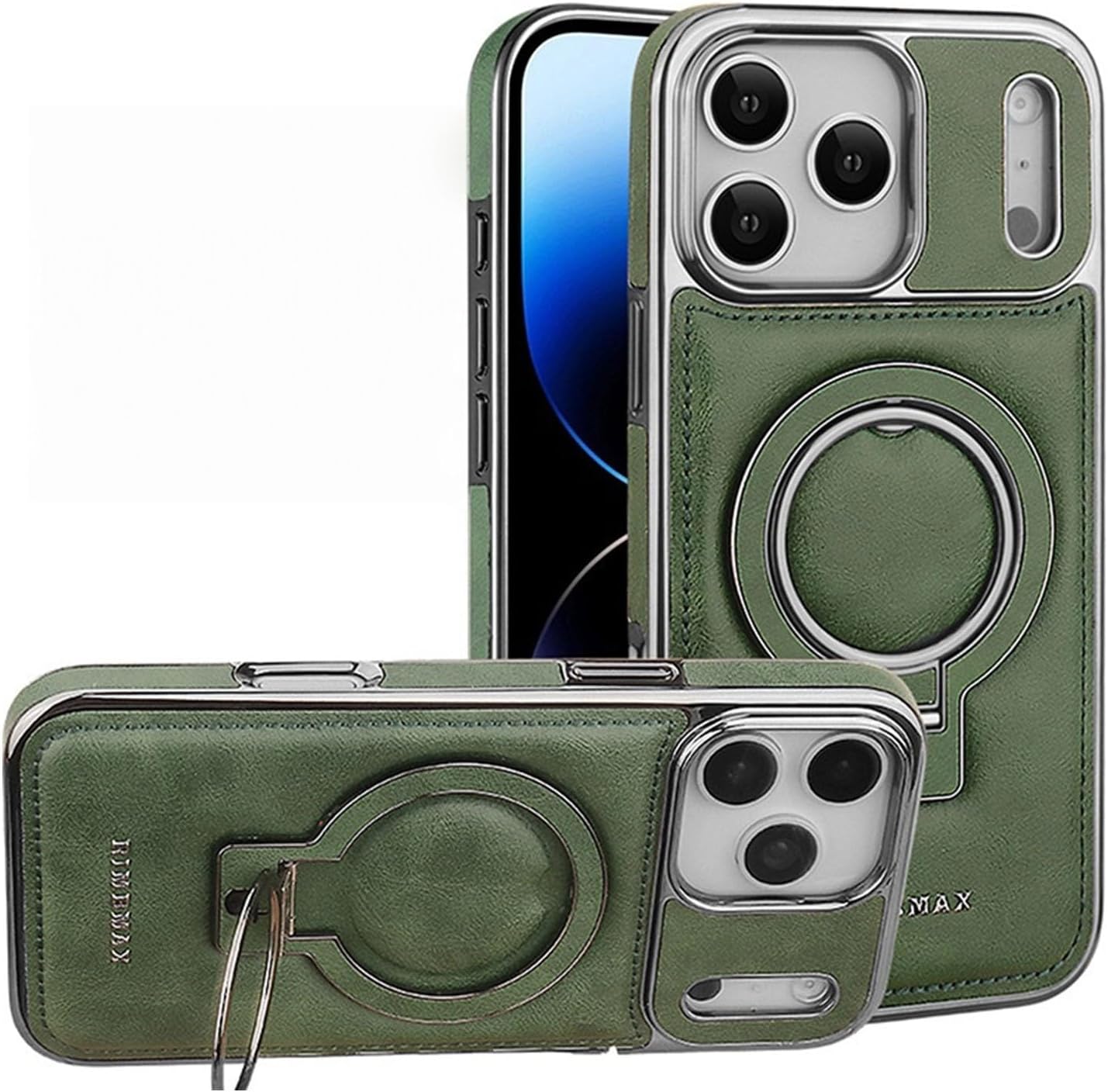 Leather Magnetic Stand Case for iPhone 17 Pro Max/17 Pro/17/17 Air, Slim Business Style Cover with Invisible Kickstand, Drop Protection, Anti-Slip, Anti-Fingerprint(Black,17 Pro Max)