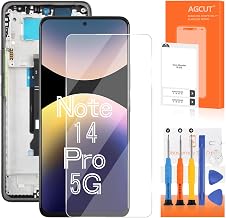 AGCUT - LCD Screen for Redmi Note 14 Pro 5G LCD Display for Xiaomi Redmi Note 14 Pro 5G 24090RA29G 6.67" Incell Display Digitizer Touch screen Assembly with Repair, Black with Frame