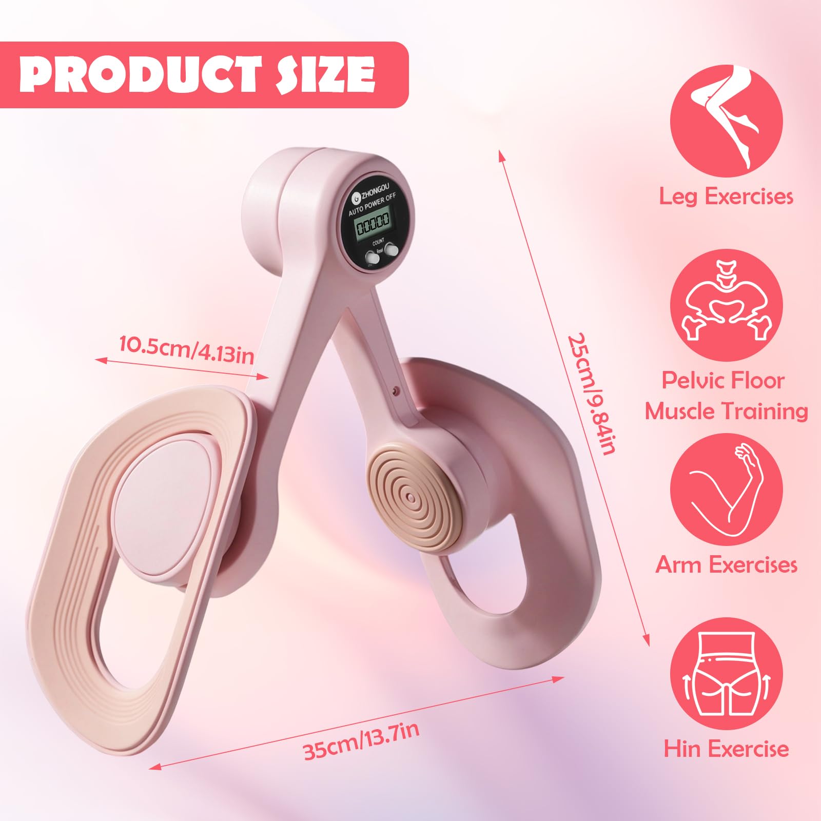 Allenatore coscia con Conteggio automatico, fondo pelvico da donna, Allenatore di Cosce Interno Coscia, Esercitatore per Anca Cosce Gambe, attrezzature sportive per fianchi gambe
