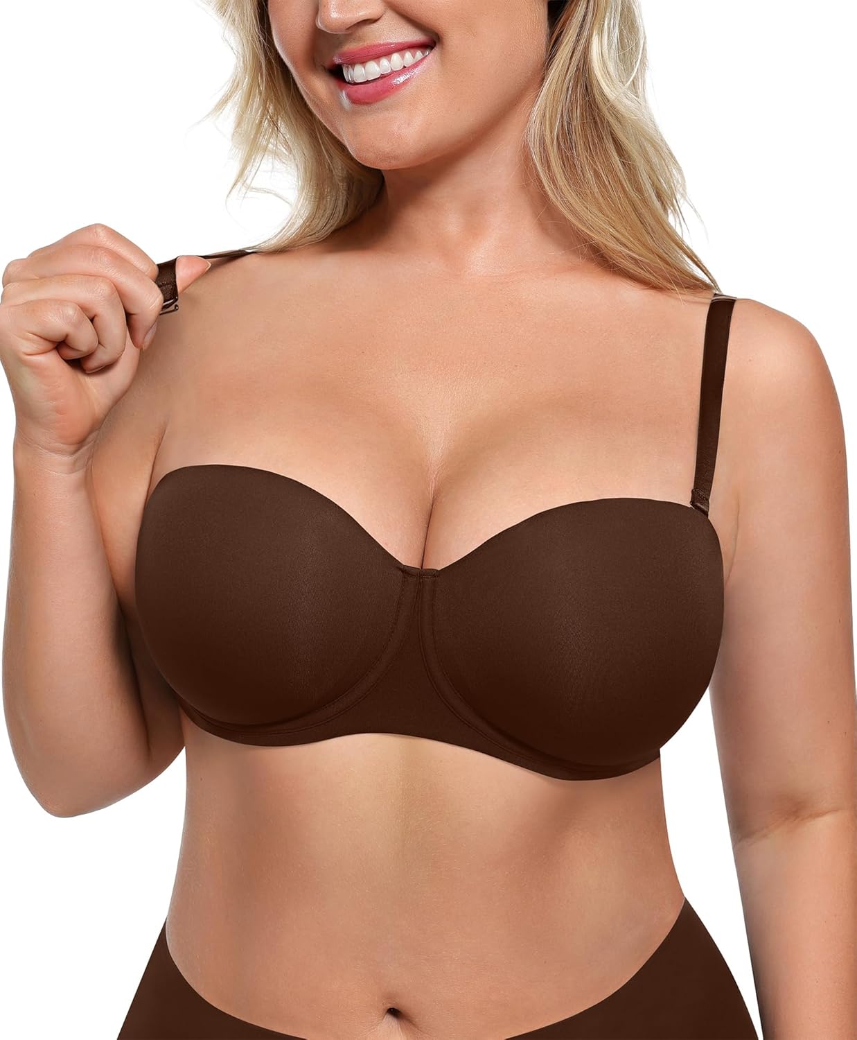 SHAPELLX Women's Minimizer Convertible Strapless Bra with Underwire Push Up Bras