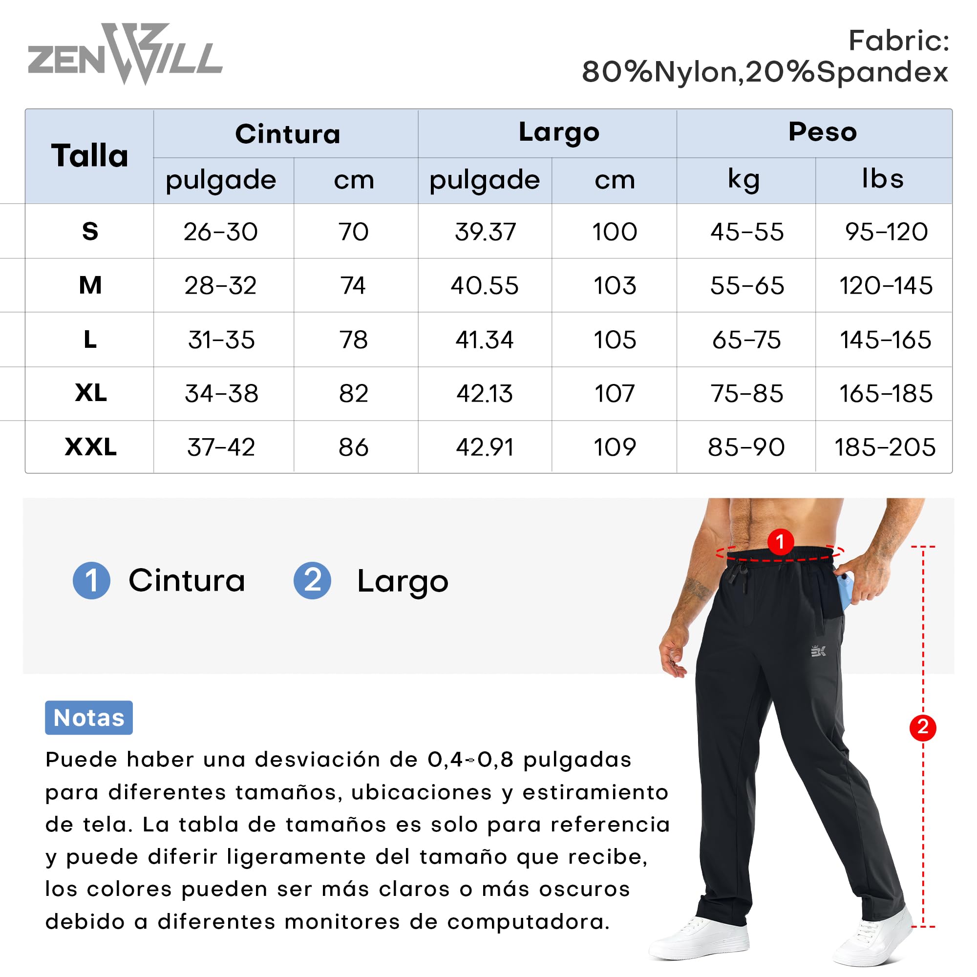 ZENWILL LightArmor Spodnie Sportowe Bieganie Męskie Jogger Siłownia Zamek Błyskawiczny Kieszeń Elastyczne Spodnie Długie Spodnie