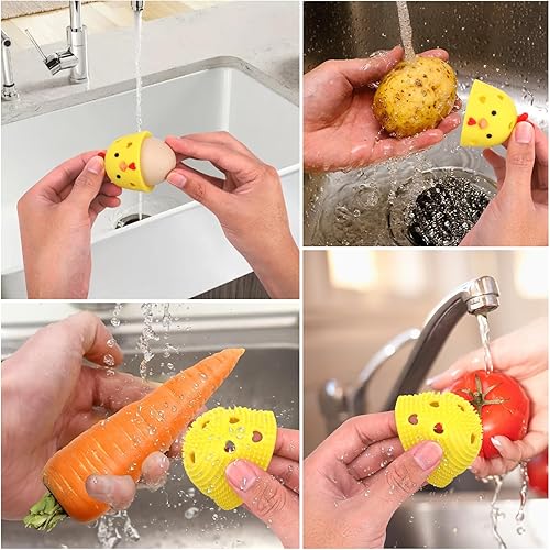 Miniatura 9 de Cadeya Cepillo de limpieza de huevos de silicona, limpiador de huevos para huevos frescos, herramientas de limpieza reutilizables para lavadora de