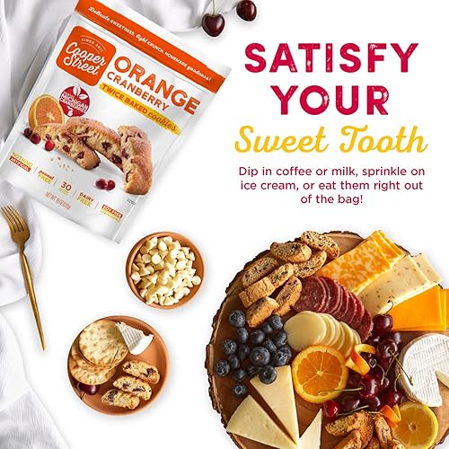 Miniatura 8 de Cooper Street Galletas crujientes horneadas dos veces naturales, sin maní ni lácteos, estilo biscotti, 18 onzas, arándanos y limón (paquete de 3)